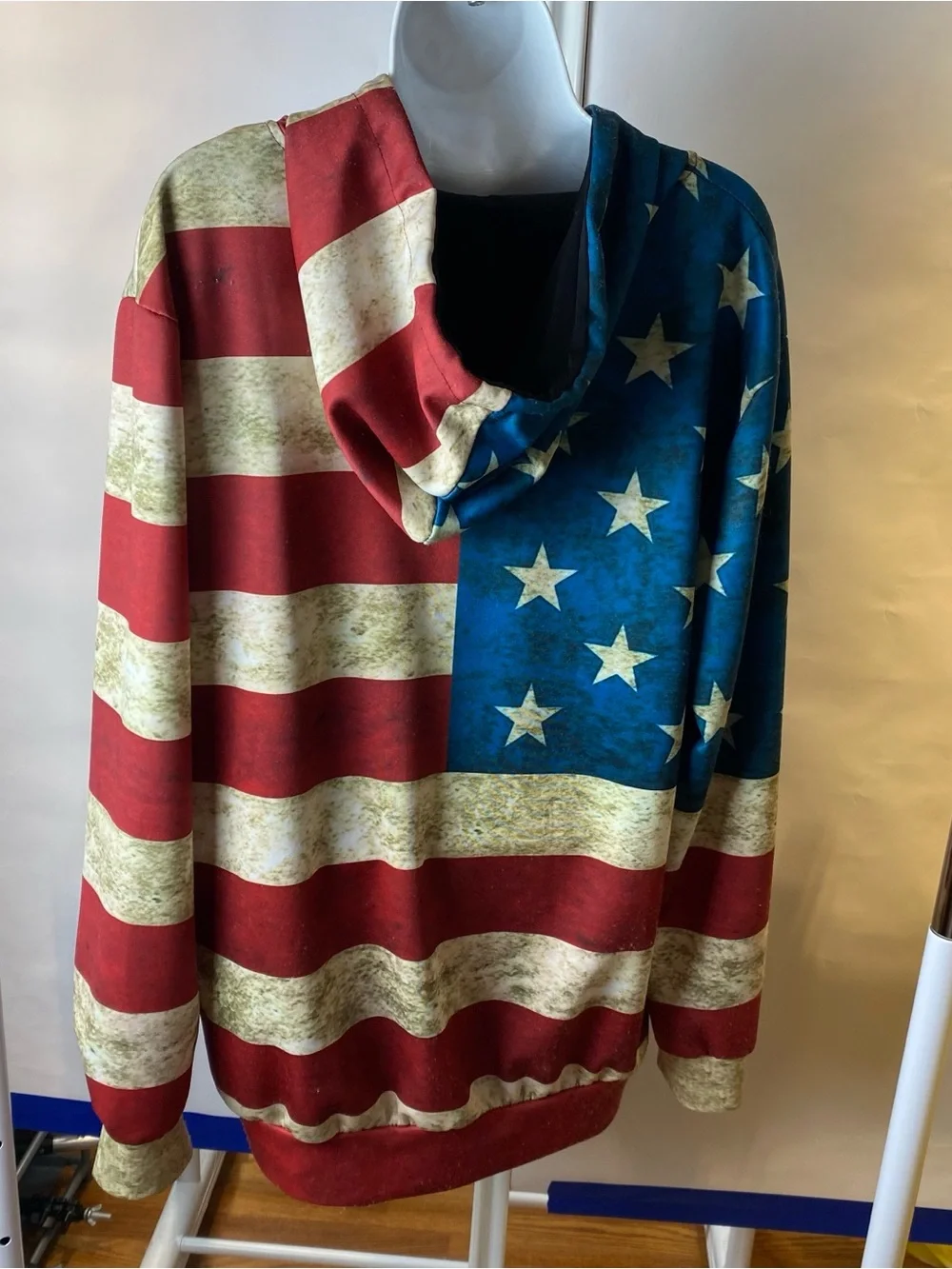 American Flag Hoodie Sweatshirt - Red, Blue & White